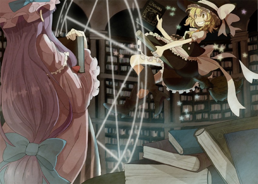 kirisame marisa and patchouli knowledge (touhou) drawn by yuzuhara_moke