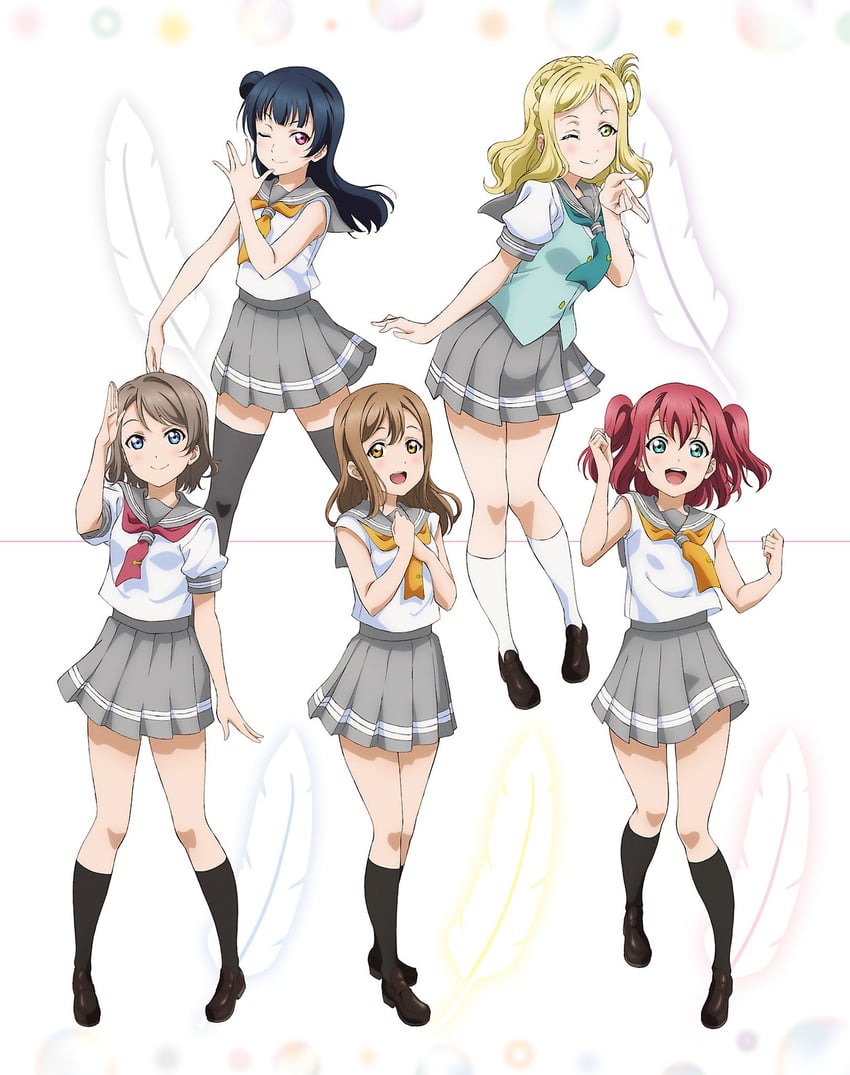 watanabe you, tsushima yoshiko, kunikida hanamaru, kurosawa ruby, and ohara mari (love live! and 1 more)