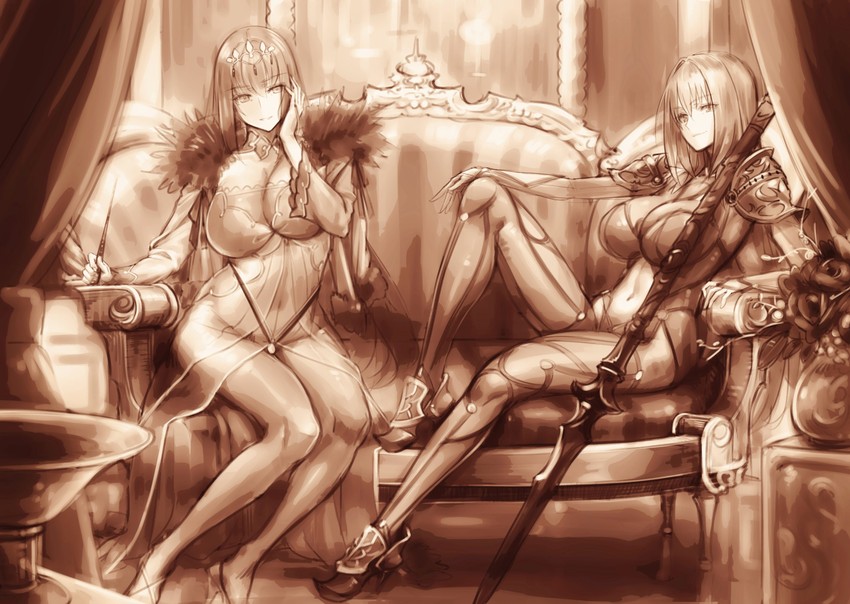 scathach and scathach skadi (fate and 1 more) drawn by hayama_kazusa