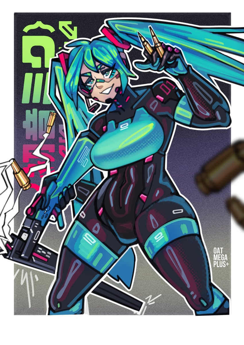 hatsune miku and elster (vocaloid and 1 more) drawn by oatmegaplus