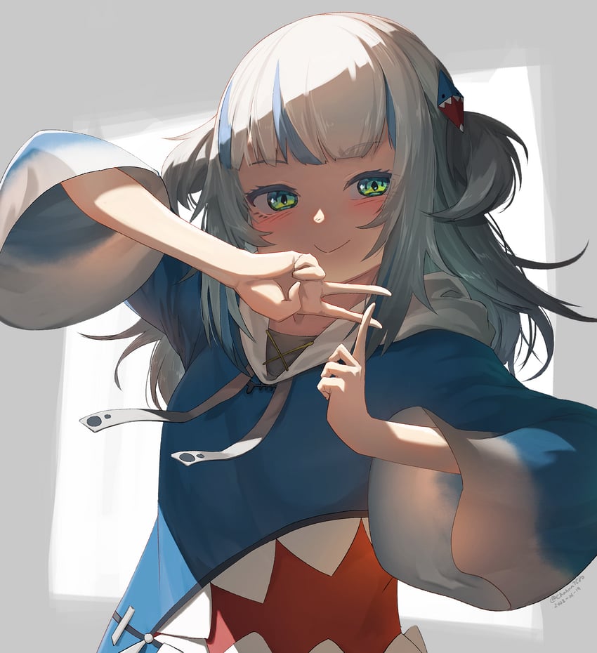 gawr gura (hololive and 1 more) drawn by kanchigai