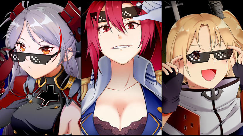 prinz eugen, cleveland, and wichita (azur lane) drawn by amatsuya