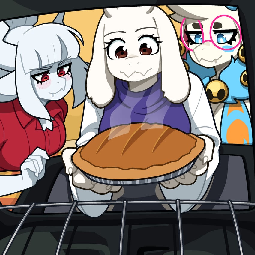 lucifer, toriel, and angela flux (helltaker and 3 more) drawn by muds