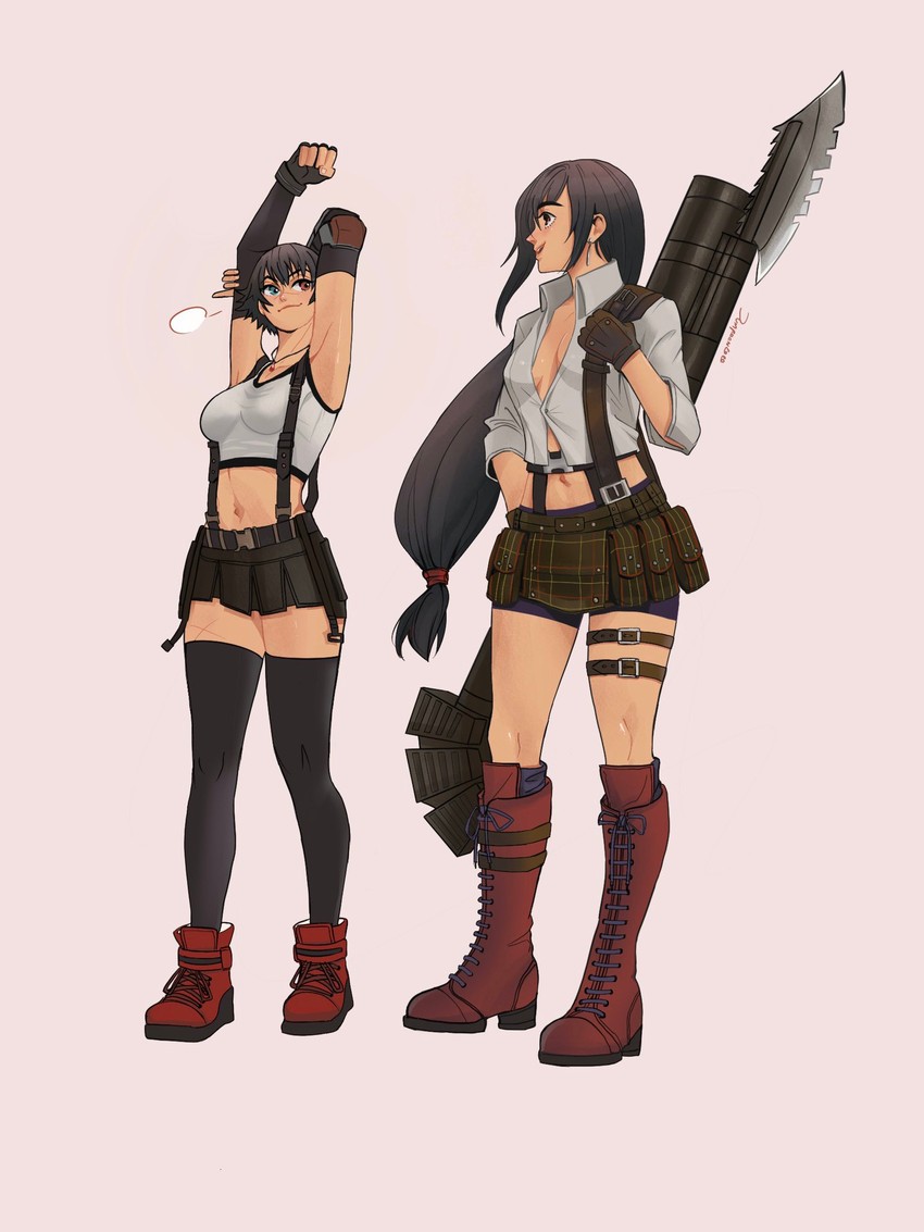 tifa lockhart and lady (final fantasy and 4 more) drawn by jumpoon