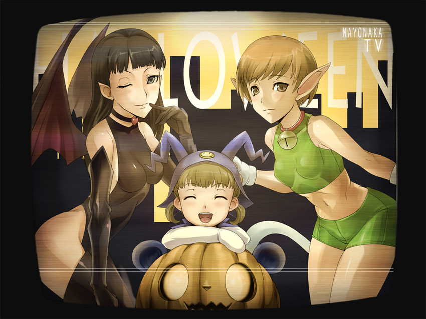 satonaka chie, amagi yukiko, kuma, doujima nanako, jack frost, and 2 more (persona and 1 more) drawn by 4hands
