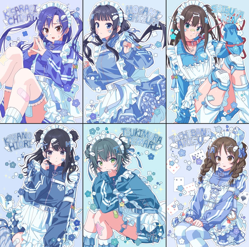 shibuya rin, kisaragi chihaya, tachibana arisu, kazano hiori, tsukimura temari, and 1 more (idolmaster and 4 more) drawn by nonanonnon6u6