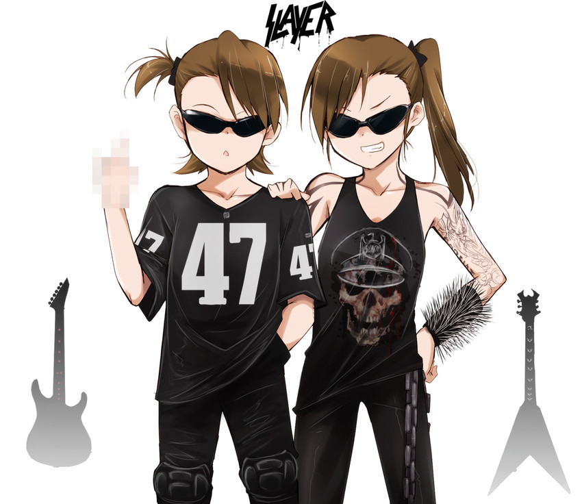 futami mami, futami ami, kerry king, and jeff hanneman (idolmaster and 3 more) drawn by kaiga