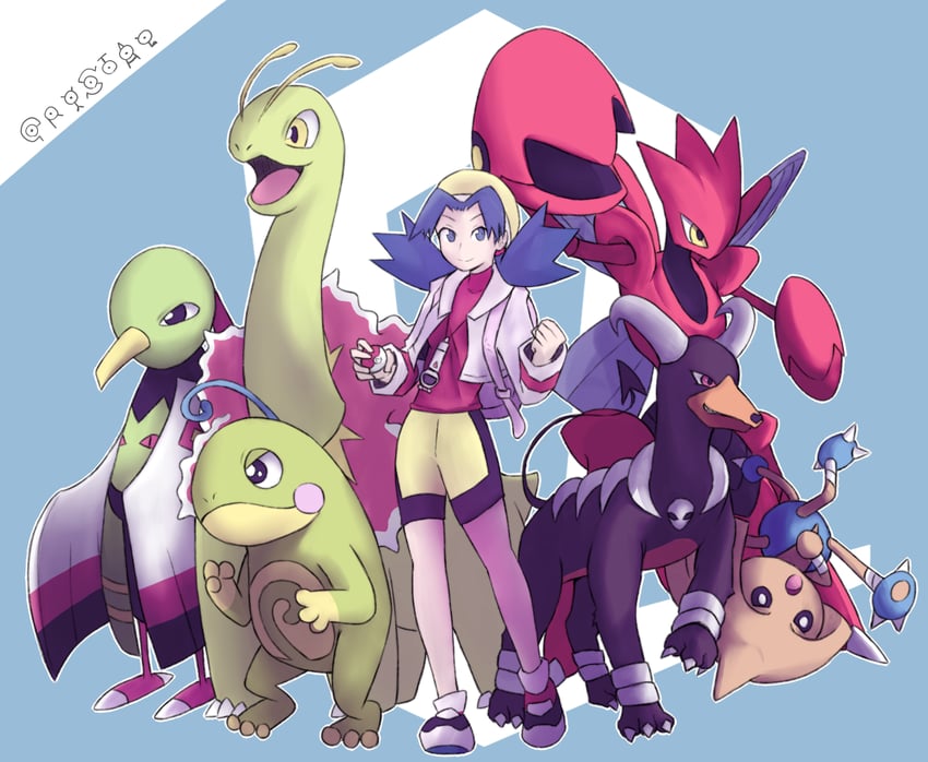 kris, scizor, houndoom, meganium, xatu, and 2 more (pokemon and 1 more) drawn by jinon969