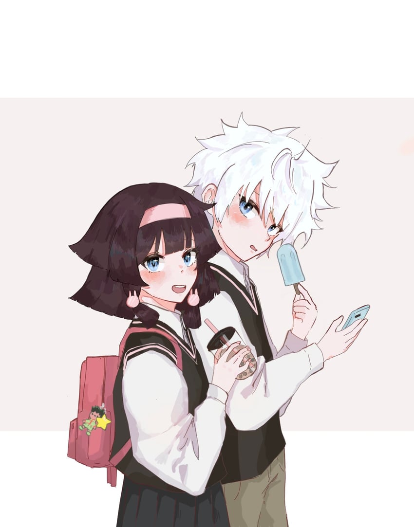 killua zoldyck and alluka zoldyck (hunter x hunter) drawn by yuu_0442