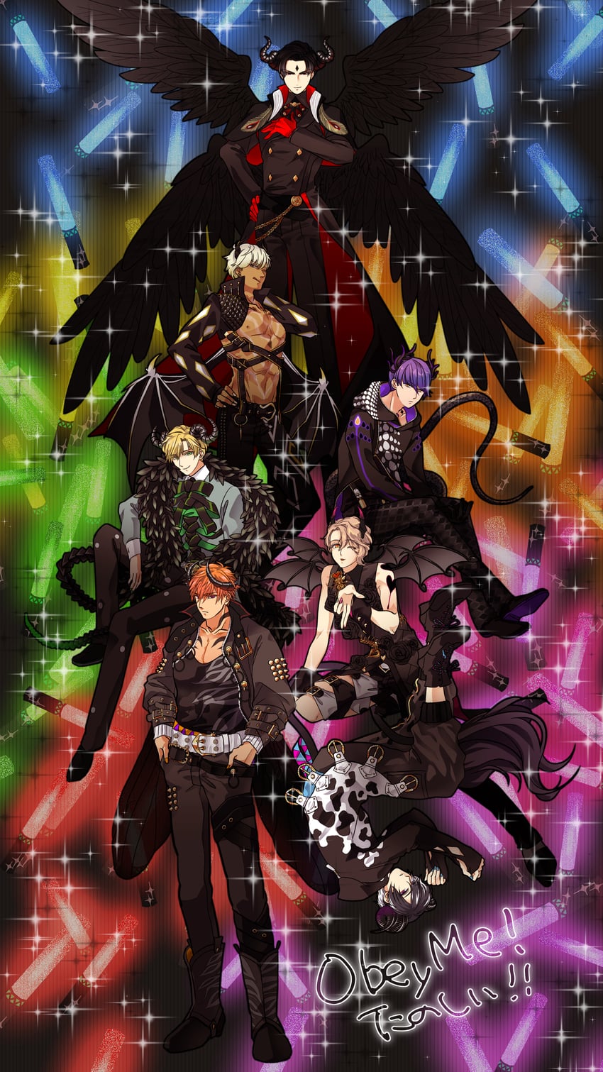 leviathan, mammon, lucifer, belphegor, beelzebub, and 2 more (obey me!: one master to rule them all!) drawn by shimafumi