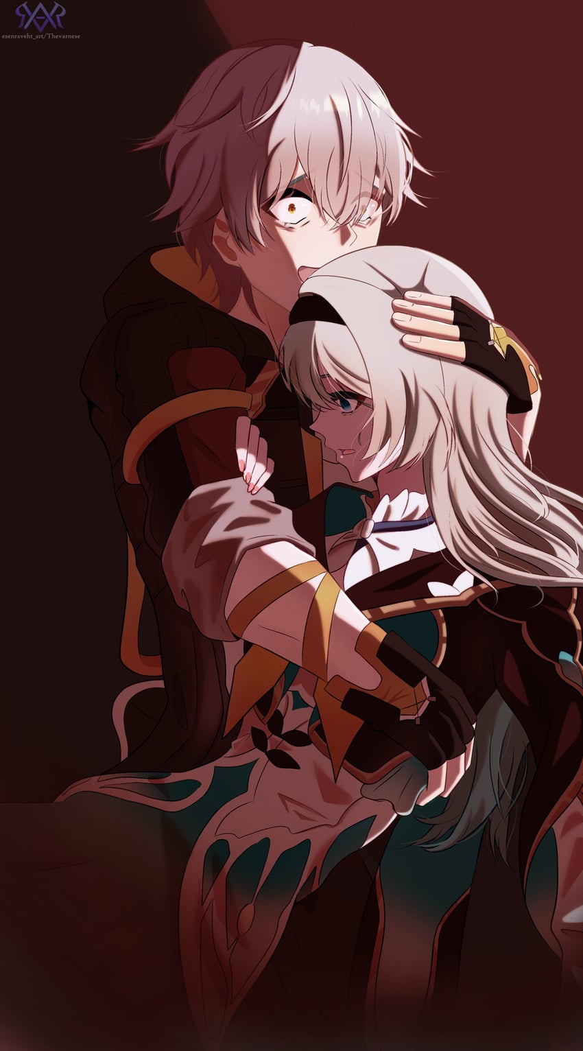 trailblazer, firefly, and caelus (honkai and 2 more) drawn by thevarnese