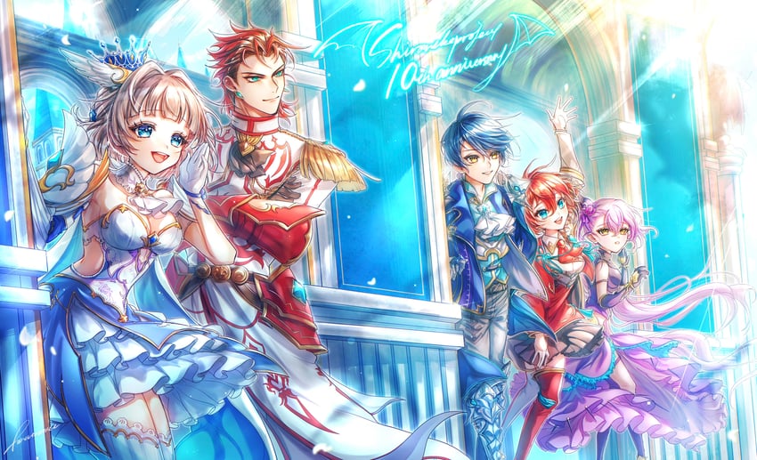 excellia cruz, nagi, serge, georg, and monica (shironeko project) drawn by itsumaden_(forevermore_e)