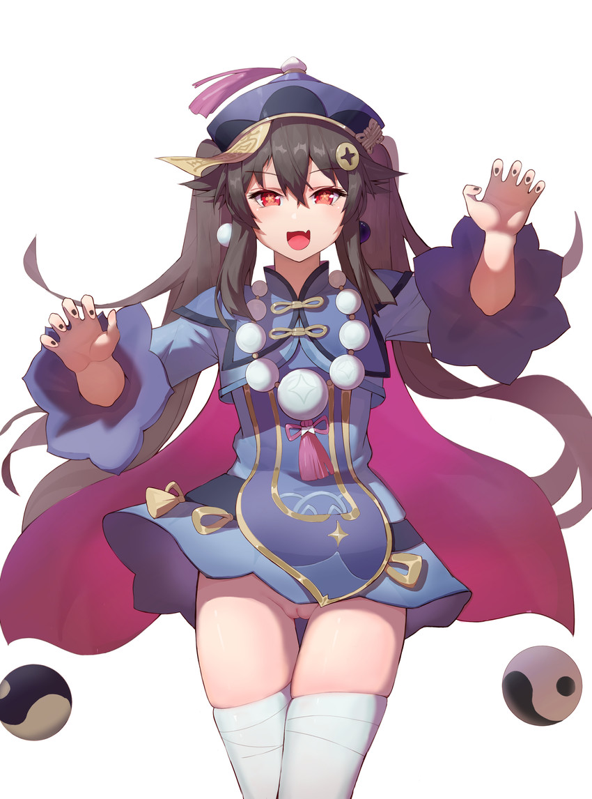 hu tao and qiqi (genshin impact) drawn by ningmeng_chamao