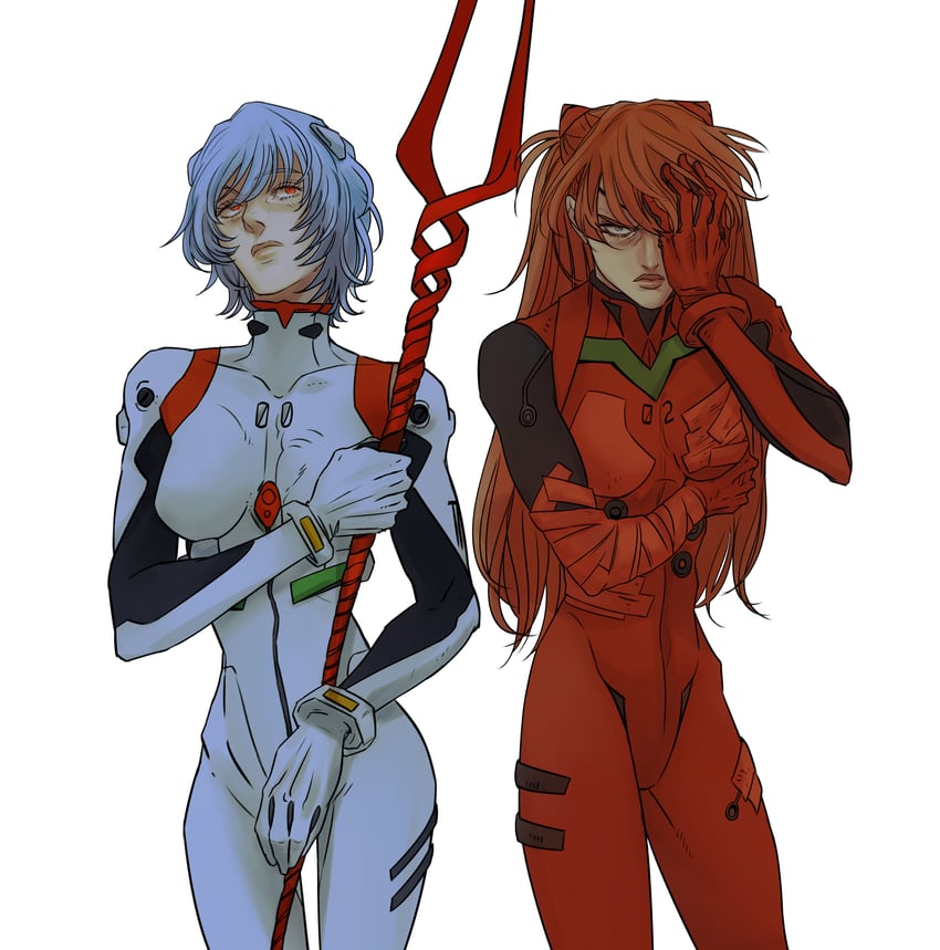 souryuu asuka langley and ayanami rei (neon genesis evangelion) drawn by marceline2174