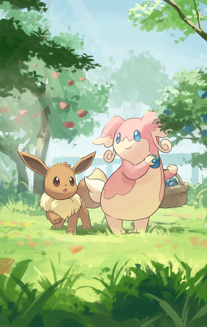 eevee and audino (pokemon) drawn by yamaori_(hakkentai_pokedan)