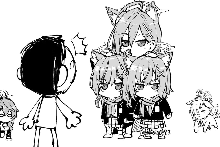 sensei, doodle sensei, asuna, shiroko, ako, and 1 more (blue archive) drawn by jazz_(fukukan)