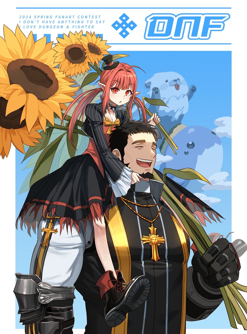 female mage and male priest (dungeon and fighter) drawn by brk_603