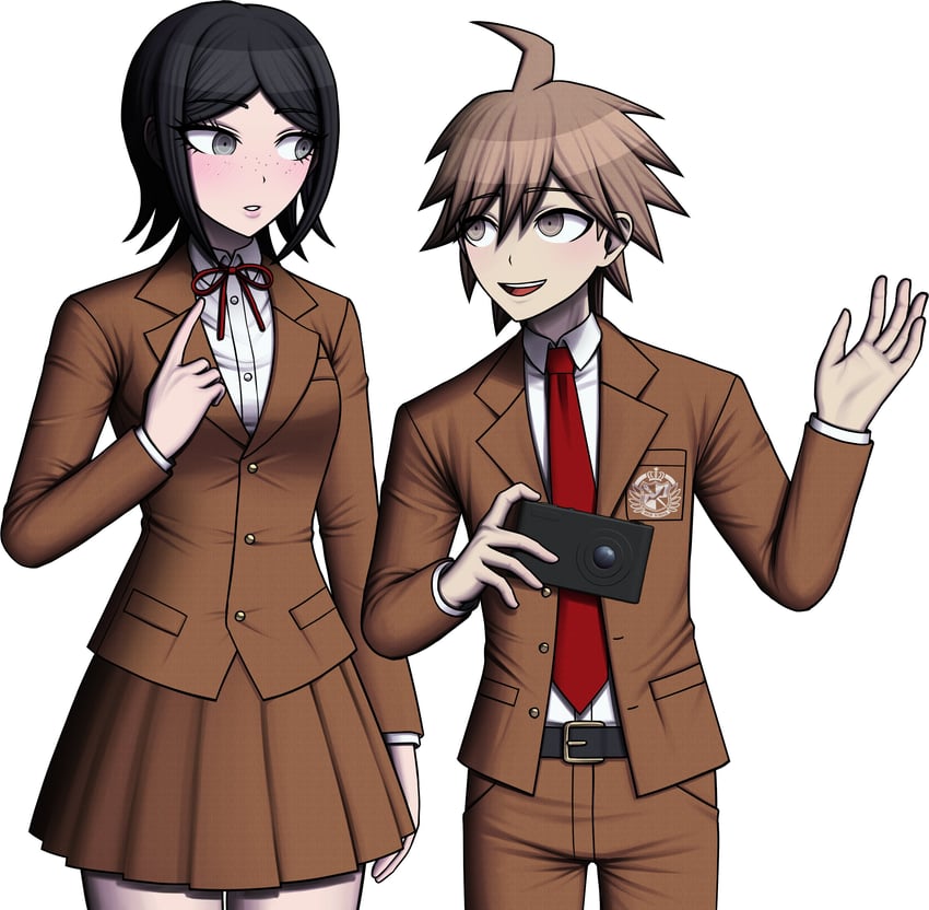 naegi makoto and ikusaba mukuro (danganronpa and 1 more) drawn by fulltimeangel13