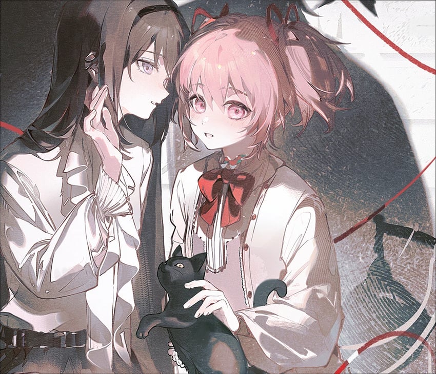 akemi homura and kaname madoka (mahou shoujo madoka magica) drawn by bai_qi-qsr