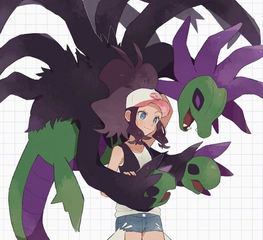 hilda and hydreigon (pokemon and 1 more) drawn by hime_(himetya105)
