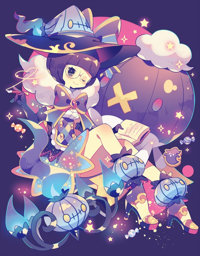 chandelure, shauntal, and drifblim (pokemon and 1 more) drawn by yumenouchi_chiharu