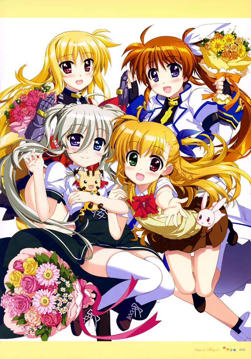 fate testarossa, takamachi nanoha, vivio, einhard stratos, sacred heart, and 1 more (lyrical nanoha and 1 more) drawn by fujima_takuya