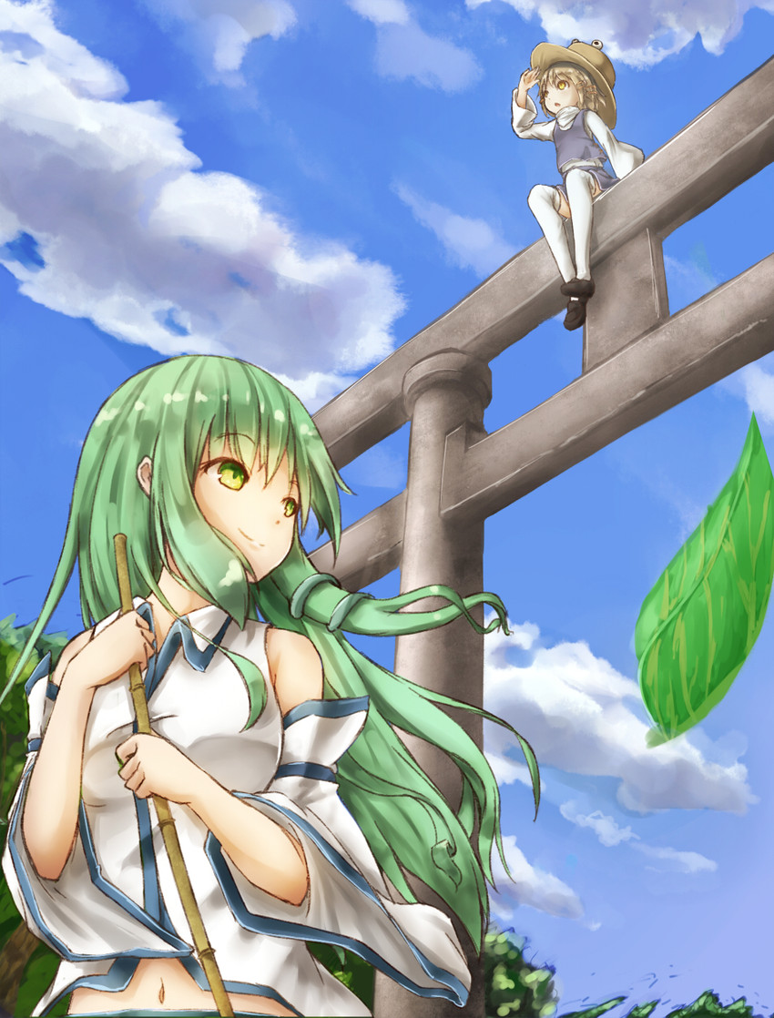 kochiya sanae and moriya suwako (touhou) drawn by issun_boushi_(taku37taku)