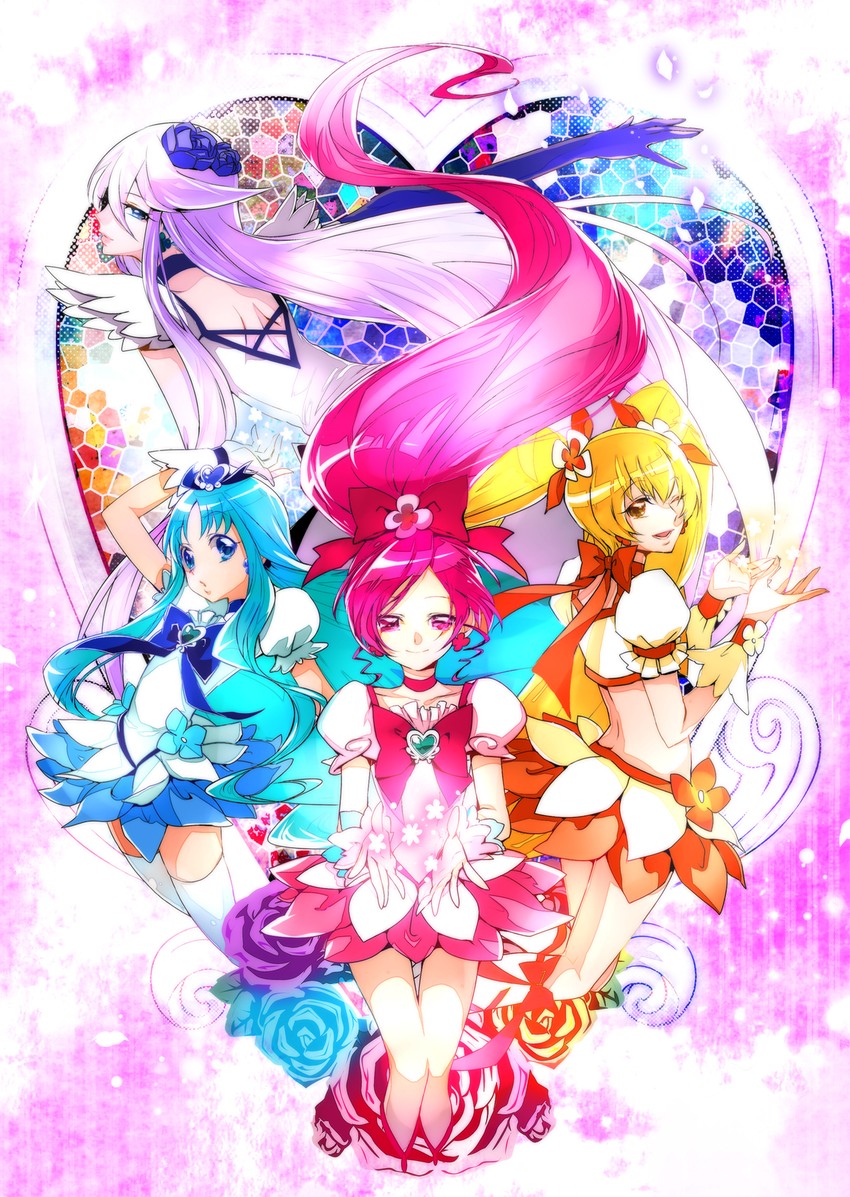 kurumi erika, hanasaki tsubomi, tsukikage yuri, myoudouin itsuki, cure marine, and 3 more (precure and 1 more) drawn by chiyo_(rotsurechiriha)