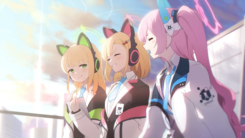 momoi, midori, and koyuki (blue archive) drawn by hamachikichiki