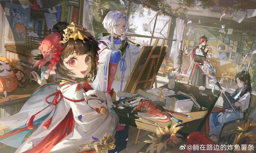 kagura, abe no seimei, yao bikuni, and minamoto no hiromasa (onmyoji) drawn by liyuliyuzhou