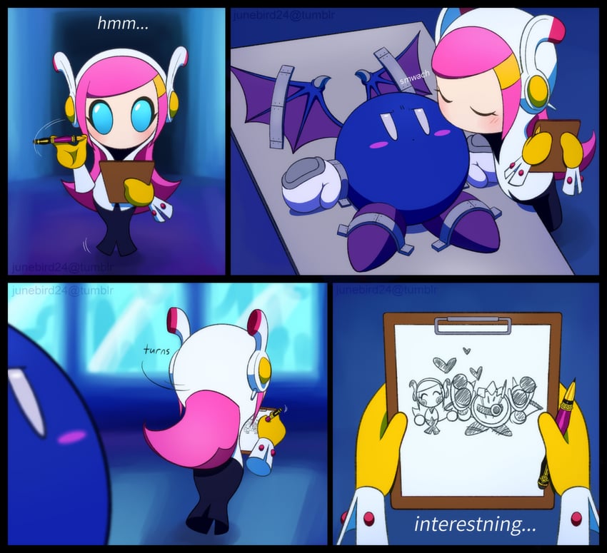 meta knight, susie, and mecha knight (kirby and 1 more) drawn by junebird24