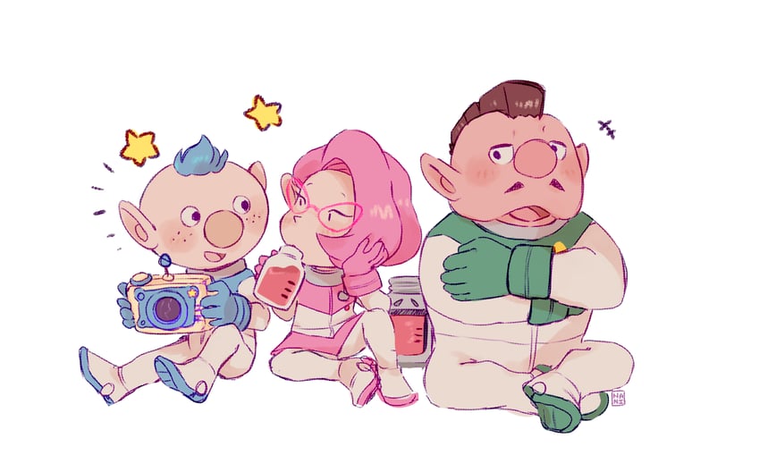alph, brittany, and charlie (pikmin and 1 more) drawn by cutie-png