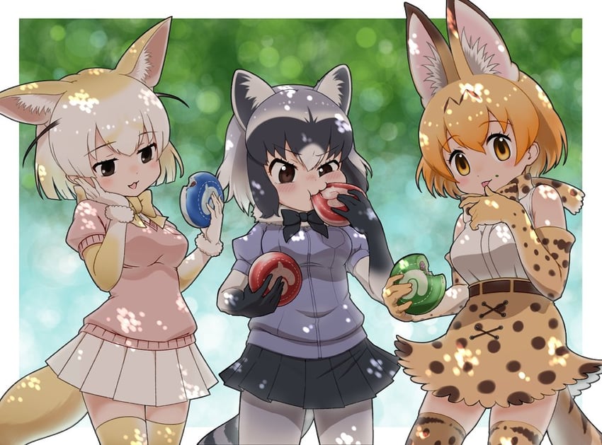 serval, common raccoon, and fennec (kemono friends and 1 more) drawn by hoshino_mitsuki