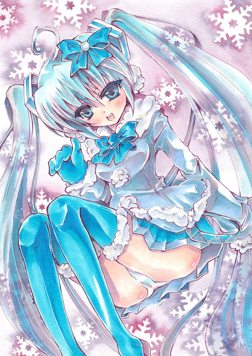 hatsune miku and yuki miku (vocaloid) drawn by meguri_uguisu