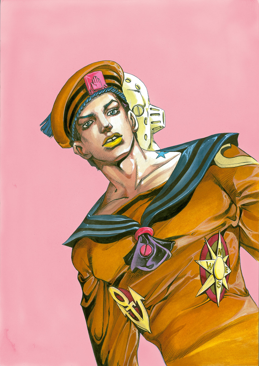 higashikata josuke and soft & wet (jojo no kimyou na bouken and 1 more) drawn by araki_hirohiko