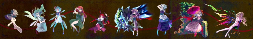 remilia scarlet, flandre scarlet, izayoi sakuya, cirno, patchouli knowledge, and 4 more (touhou and 1 more) drawn by nichimatsu_seri