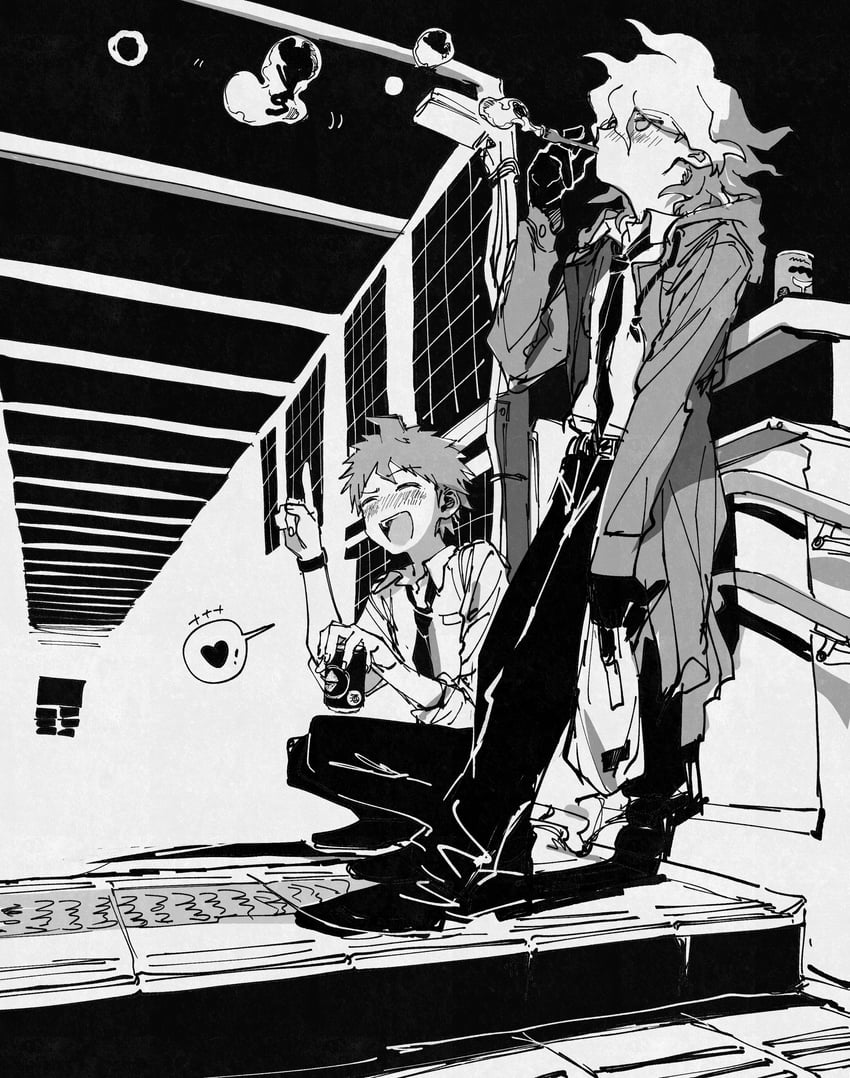 komaeda nagito and hinata hajime (danganronpa and 1 more) drawn by r9rpd