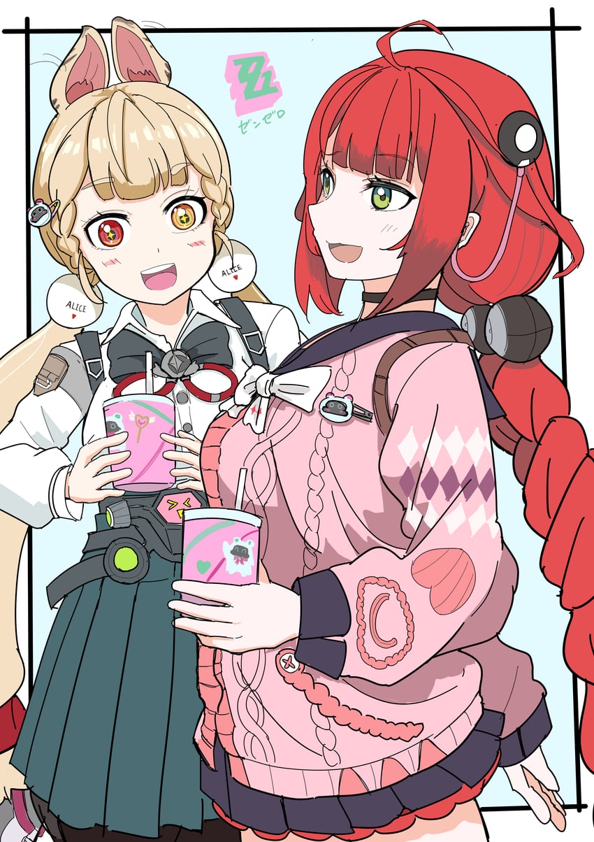 ukinami yuzuha and alice thymefield (zenless zone zero) drawn by miya_zirou