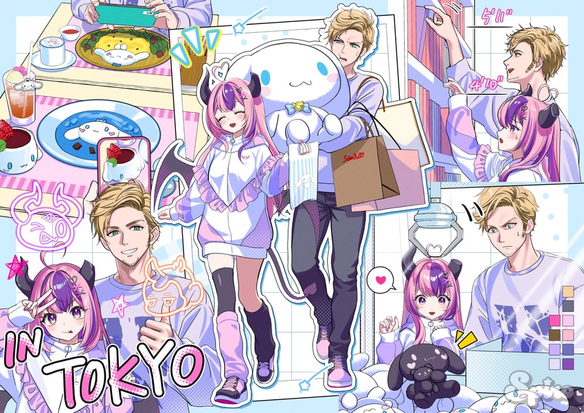 cinnamoroll, ironmouse, and cdawgva (indie virtual youtuber and 2 more) drawn by spiro_(supirou2052)