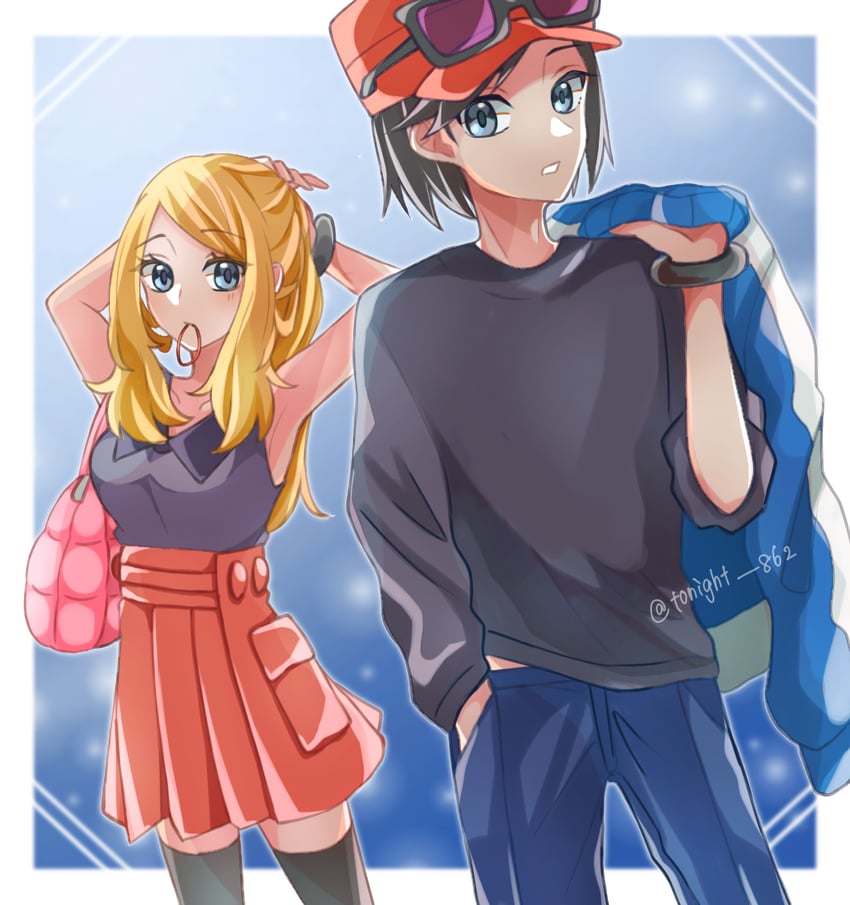 serena and calem (pokemon and 1 more) drawn by rain_(tonight_862)