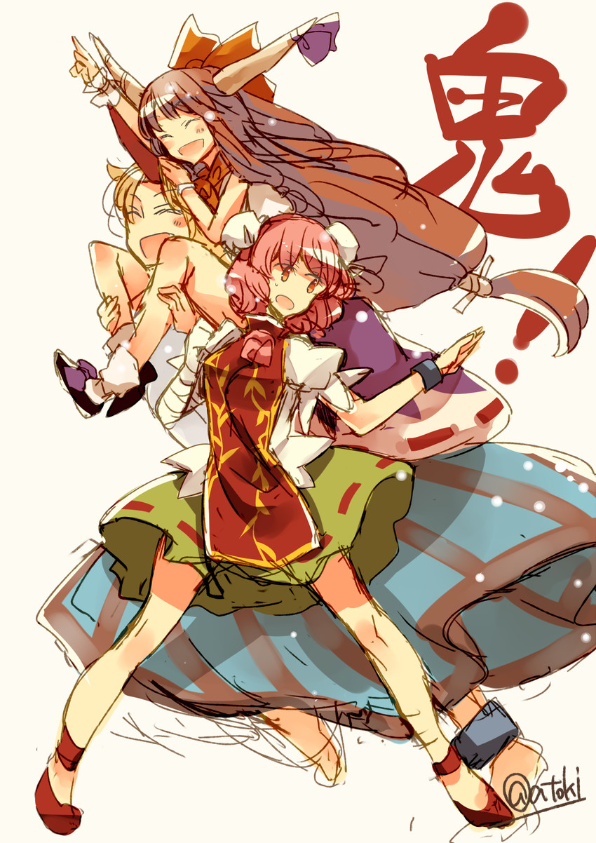 ibuki suika, hoshiguma yuugi, and ibaraki kasen (touhou) drawn by atoki