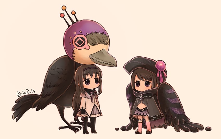 akemi homura, kuroe, liese, and ichizo (mahou shoujo madoka magica and 2 more) drawn by rioran