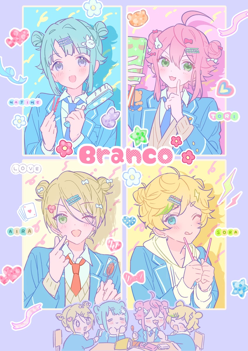 himemiya tori, shino hajime, shiratori aira, and harukawa sora (ensemble stars!) drawn by rice_(rice8p)