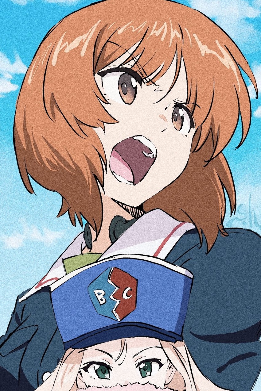 nishizumi miho and marie (girls und panzer) drawn by handa_shuuhei