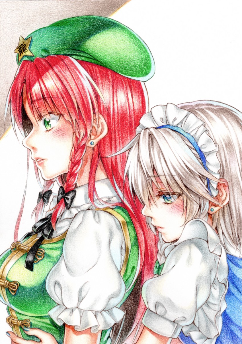 izayoi sakuya and hong meiling (touhou) drawn by nora_wanko