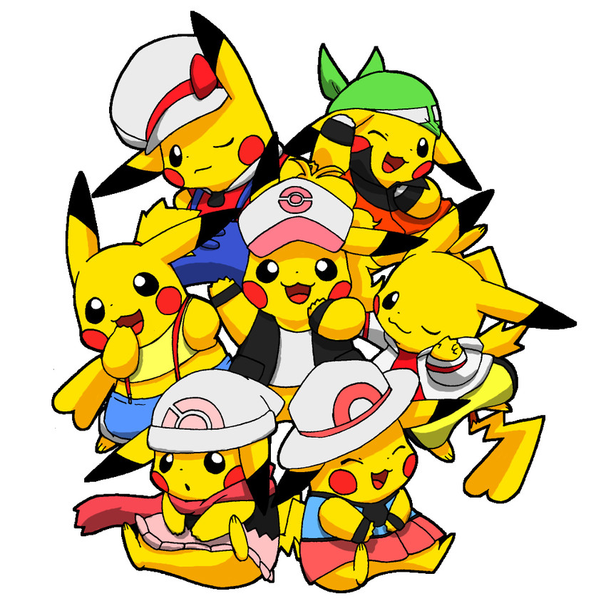 pikachu, dawn, may, hilda, misty, and 3 more (pokemon and 7 more) drawn by pokachuu