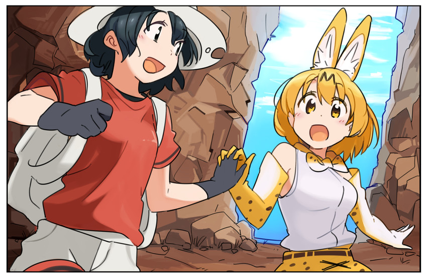 serval and kaban (kemono friends) drawn by kasa_list