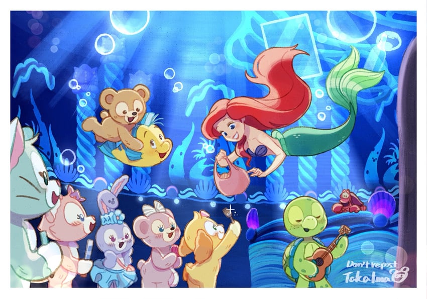 ariel, duffy the disney bear, shelliemay, gelatoni, stellalou, and 5 more (disney and 2 more) drawn by takatmaorange