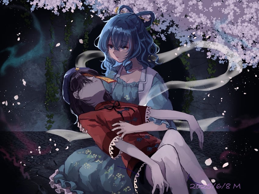 kaku seiga and miyako yoshika (touhou) drawn by m_(neteitai10)