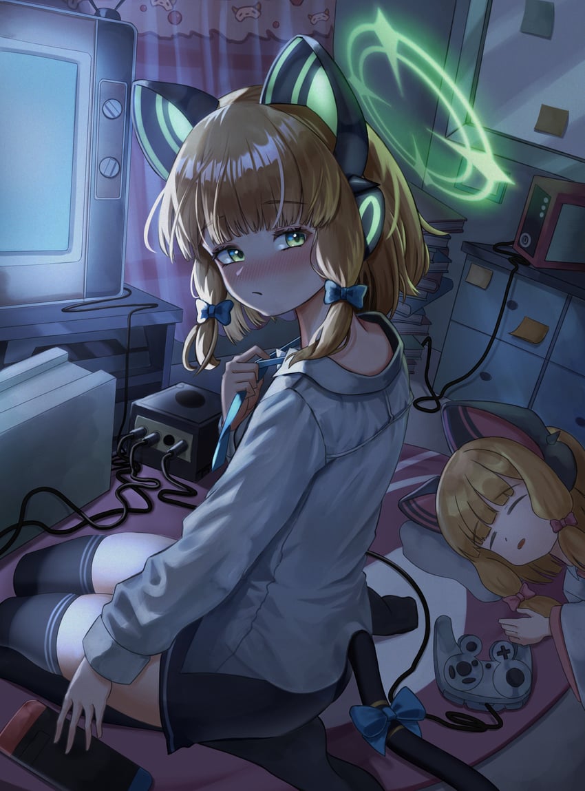 momoi and midori (blue archive) drawn by kunku_(youn4431)
